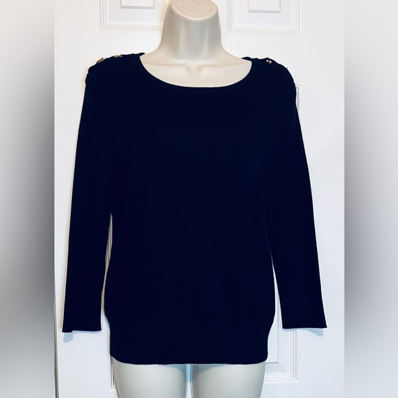 JOSEPH A. Women’s Sweater, Gold Shoulder Detail, Black, Size PM - Picture 1 of 9